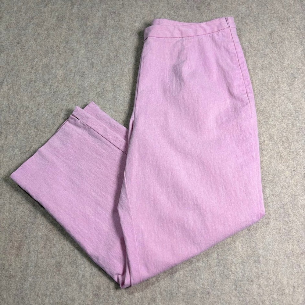 J. Jill Pants Women 10 Pink Cotton Stretch Crop Side Zip Coastal Chic Trendy